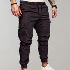 Cargo Joggers - Elastic Waist - Drawstring - Cargo Pants - Men's Trousers-Fashion Men Pants Cargo All-year-Chaps of London-Gray-M-Chaps of London