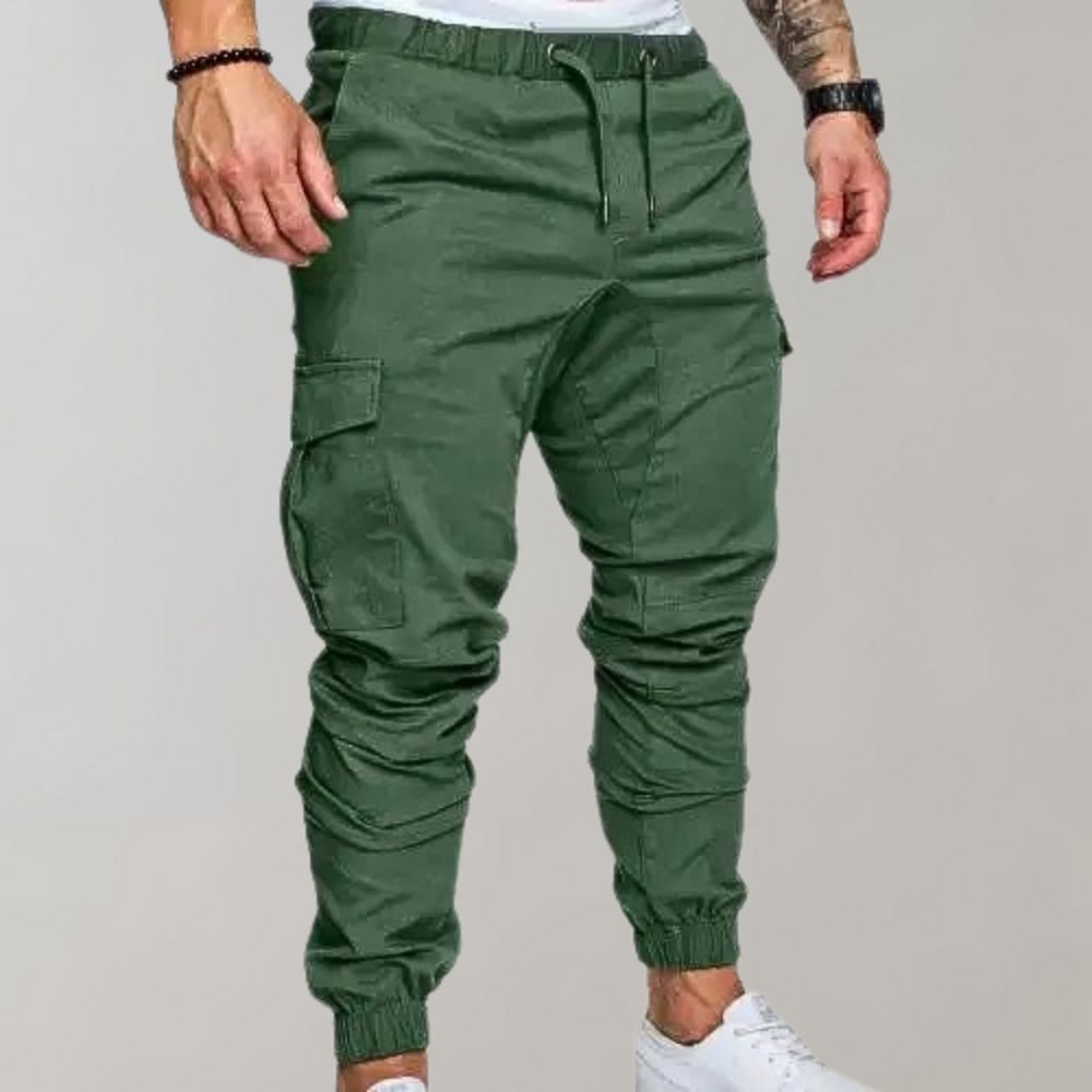 Cargo Joggers - Elastic Waist - Drawstring - Cargo Pants - Men's Trousers-Fashion Men Pants Cargo All-year-Chaps of London-Green-M-Chaps of London