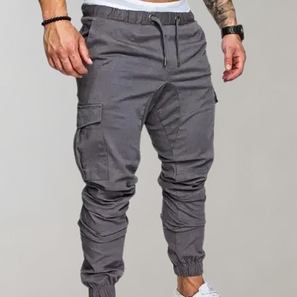 Cargo Joggers - Elastic Waist - Drawstring - Cargo Pants - Men's Trousers-Fashion Men Pants Cargo All-year-Chaps of London-Light Gray-M-Chaps of London