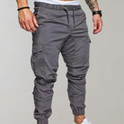 Cargo Joggers - Elastic Waist - Drawstring - Cargo Pants - Men's Trousers-Fashion Men Pants Cargo All-year-Chaps of London-Light Gray-M-Chaps of London