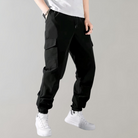 Cargo Pants - Black - Drawstring - Cargo Joggers - Men's Trousers-Fashion Men Pants Cargo All-year-Chaps of London-Chaps of London