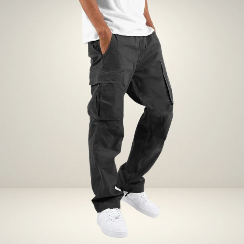 Cargo Pants | Cotton | Pockets | Straight Pants | Men's Clothing-Chaps of London-Black-S-Chaps of London