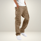 Cargo Pants | Cotton | Pockets | Straight Pants | Men's Clothing-Chaps of London-Khaki-S-Chaps of London