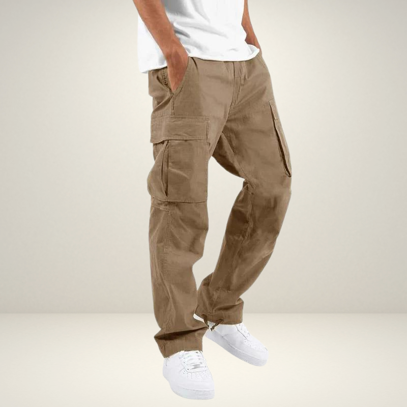 Cargo Pants | Cotton | Pockets | Straight Pants | Men's Clothing-Chaps of London-Khaki-S-Chaps of London