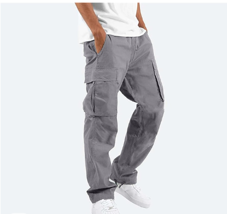 Cargo Pants - Men's Straight Leg Loose Fit Cargo Pants-Cargo pants, Pantalon-Chaps of London-Gray-S-Chaps of London