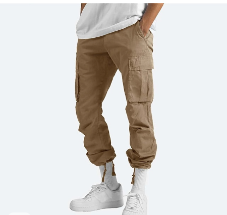 Cargo Pants - Men's Straight Leg Loose Fit Cargo Pants-Cargo pants, Pantalon-Chaps of London-Khaki-S-Chaps of London