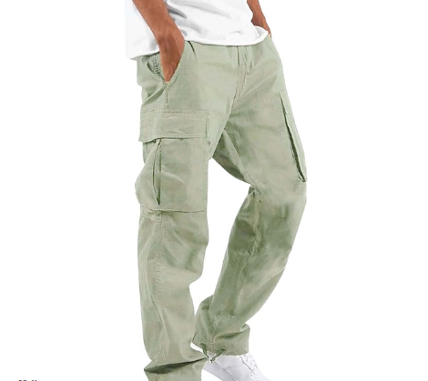 Cargo Pants - Men's Straight Leg Loose Fit Cargo Pants-Cargo pants, Pantalon-Chaps of London-Light Green-S-Chaps of London