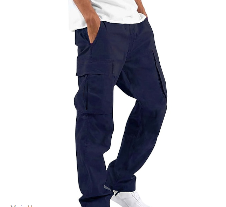 Cargo Pants - Men's Straight Leg Loose Fit Cargo Pants-Cargo pants, Pantalon-Chaps of London-Navy Blue-S-Chaps of London