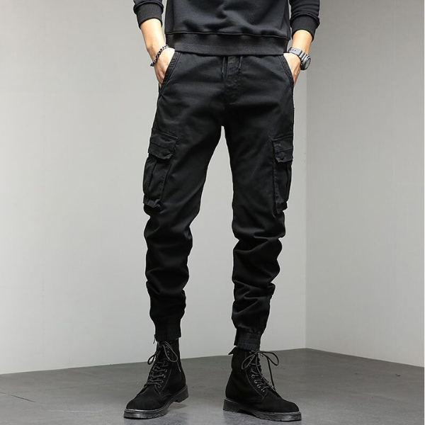 Cargo Pants - Pockets - Drawstring - Cargo joggers - Men's pants-Cargo pants-Chaps of London-Black-M-Chaps of London
