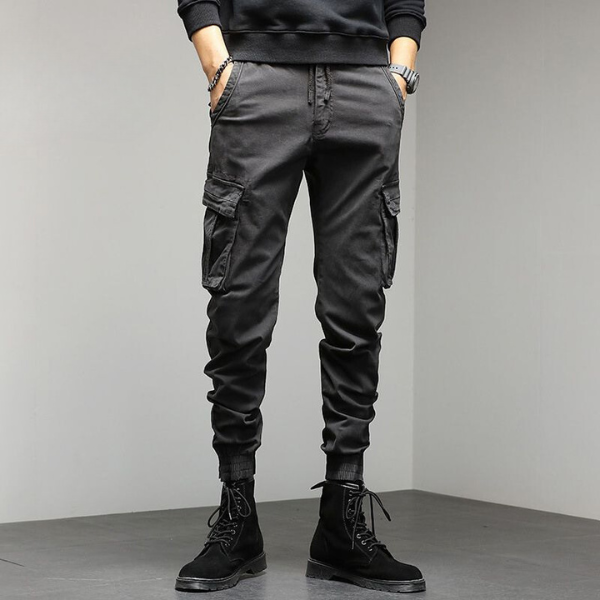 Cargo Pants - Pockets - Drawstring - Cargo joggers - Men's pants-Cargo pants-Chaps of London-Gray-M-Chaps of London
