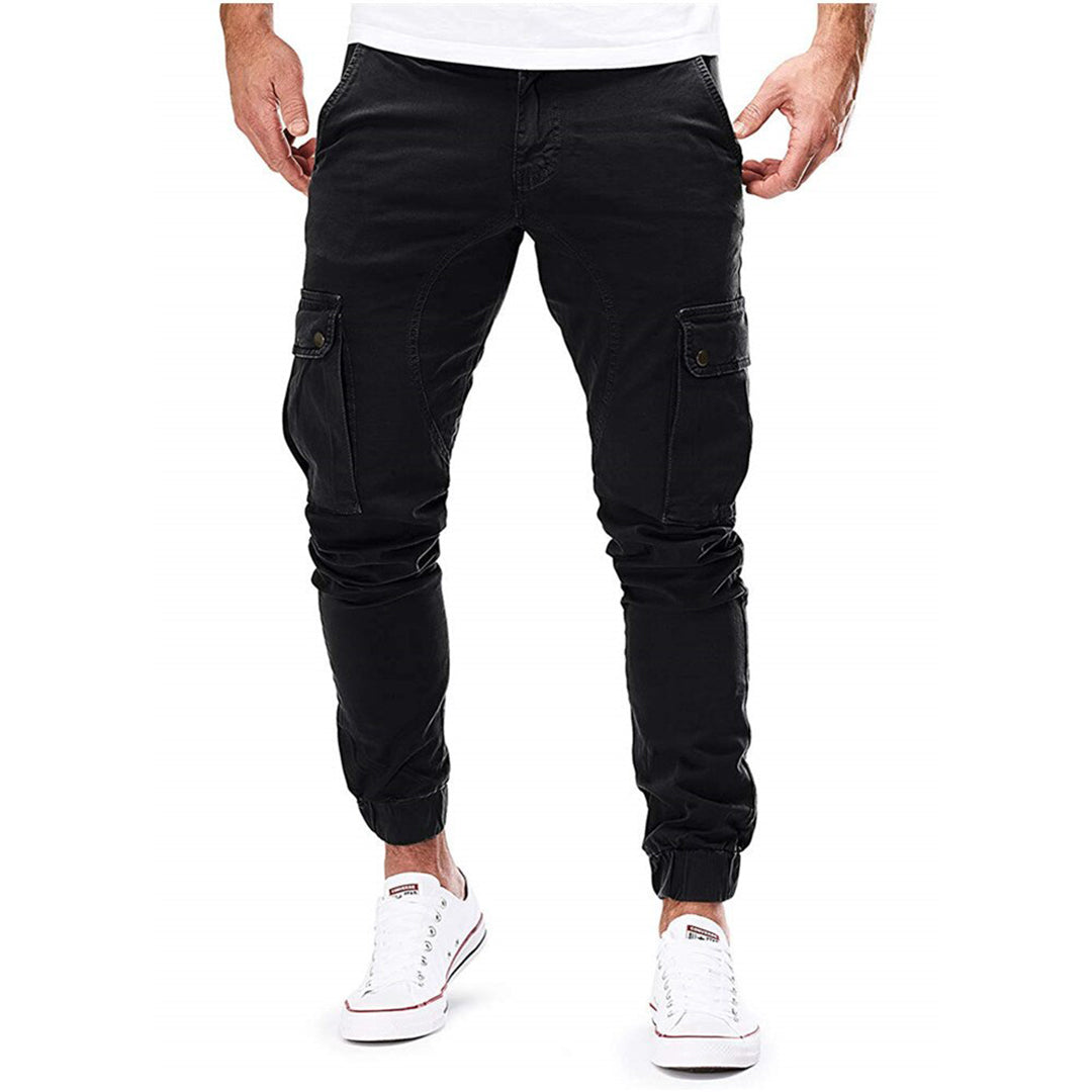 Cargo Pants - Skinny - Drawstring - Cargo Joggers - Men's Trousers-Fashion Men Pants Cargo All-year-Chaps of London-Black-S-Chaps of London
