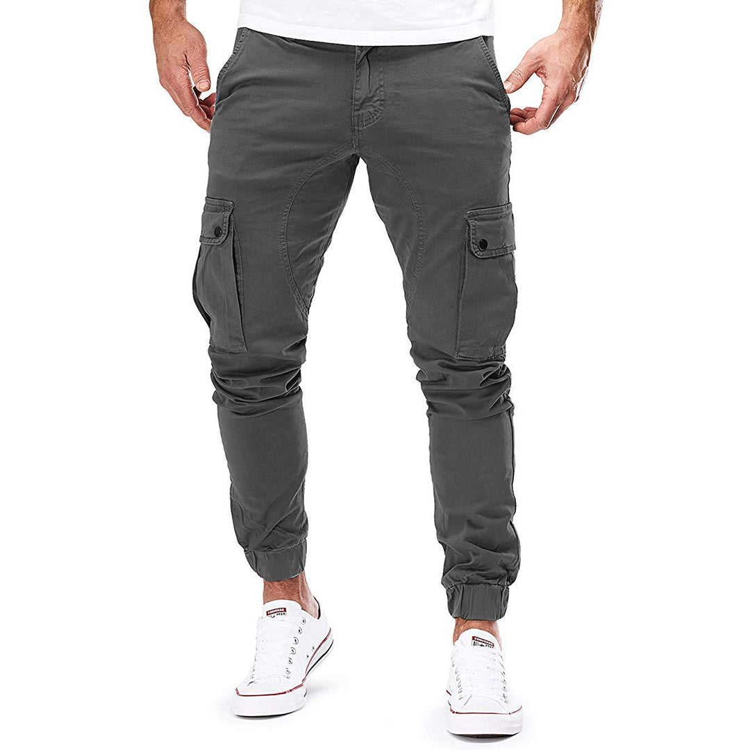Cargo Pants - Skinny - Drawstring - Cargo Joggers - Men's Trousers-Fashion Men Pants Cargo All-year-Chaps of London-Dark Gray-S-Chaps of London