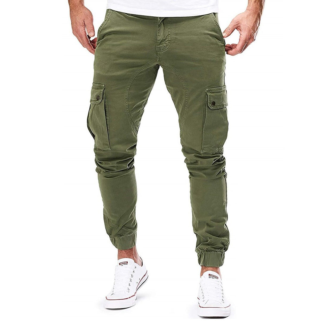 Cargo Pants - Skinny - Drawstring - Cargo Joggers - Men's Trousers-Fashion Men Pants Cargo All-year-Chaps of London-Green-S-Chaps of London