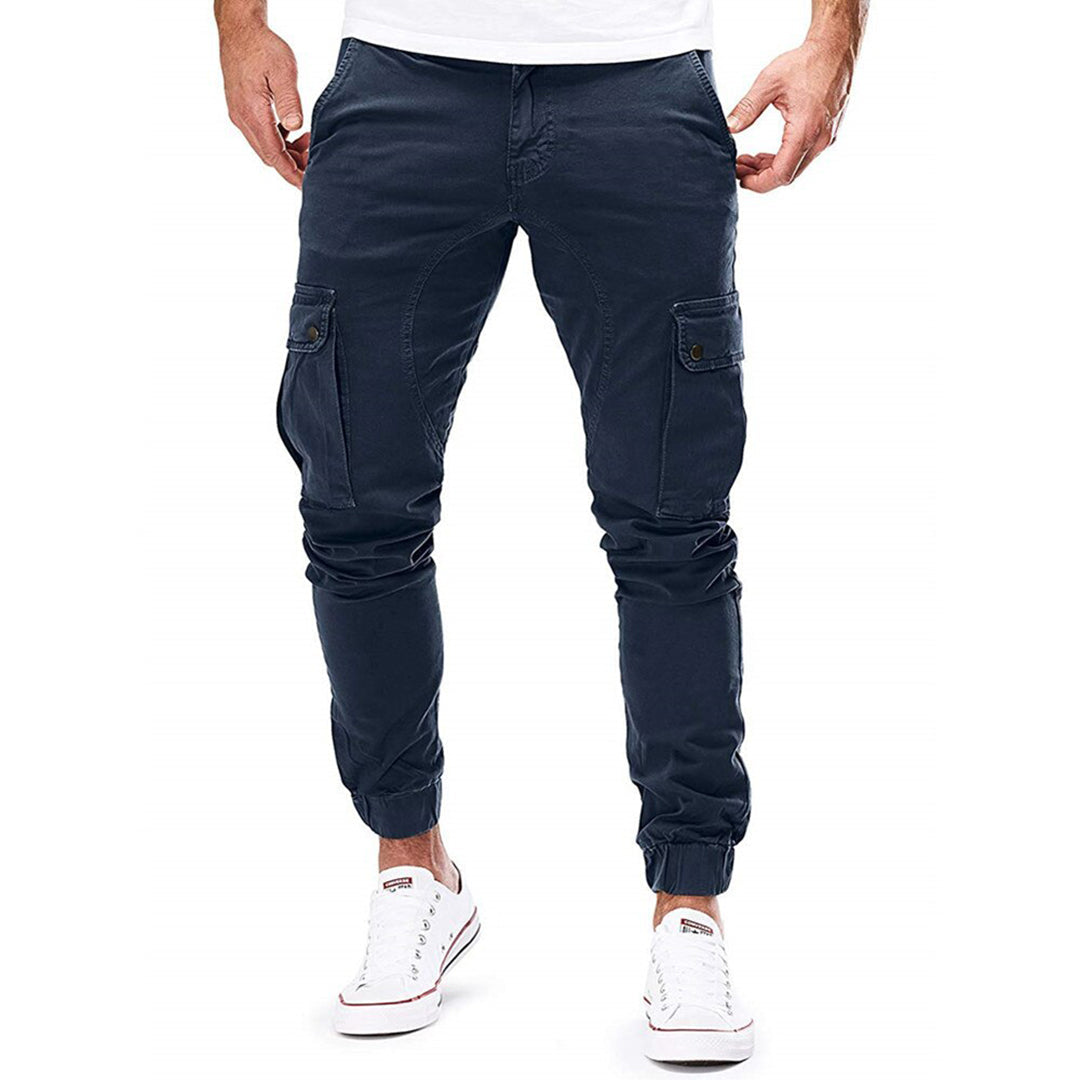 Cargo Pants - Skinny - Drawstring - Cargo Joggers - Men's Trousers-Fashion Men Pants Cargo All-year-Chaps of London-Navy Blue-S-Chaps of London