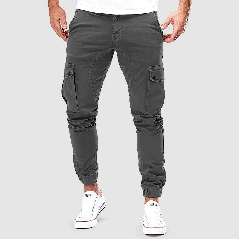 Cargo Pants - Skinny - Pockets - Cargo Joggers - Men's Pants-Cargohosen-Chaps of London-Gray-S-Chaps of London