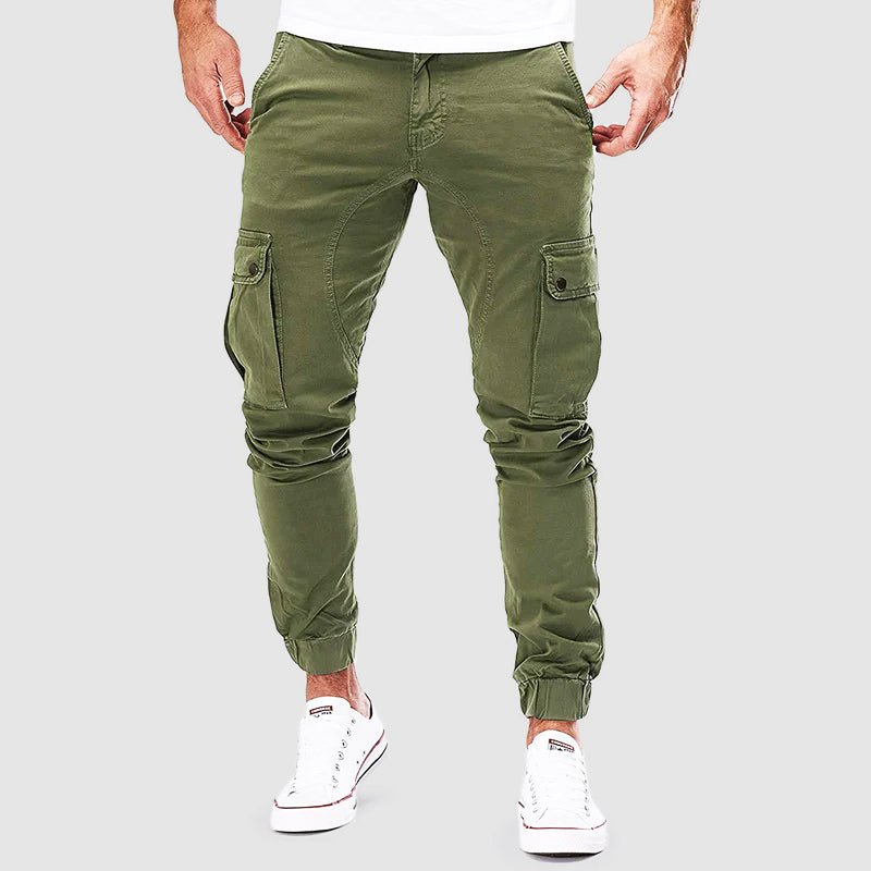 Cargo Pants - Skinny - Pockets - Cargo Joggers - Men's Pants-Cargohosen-Chaps of London-Green-S-Chaps of London