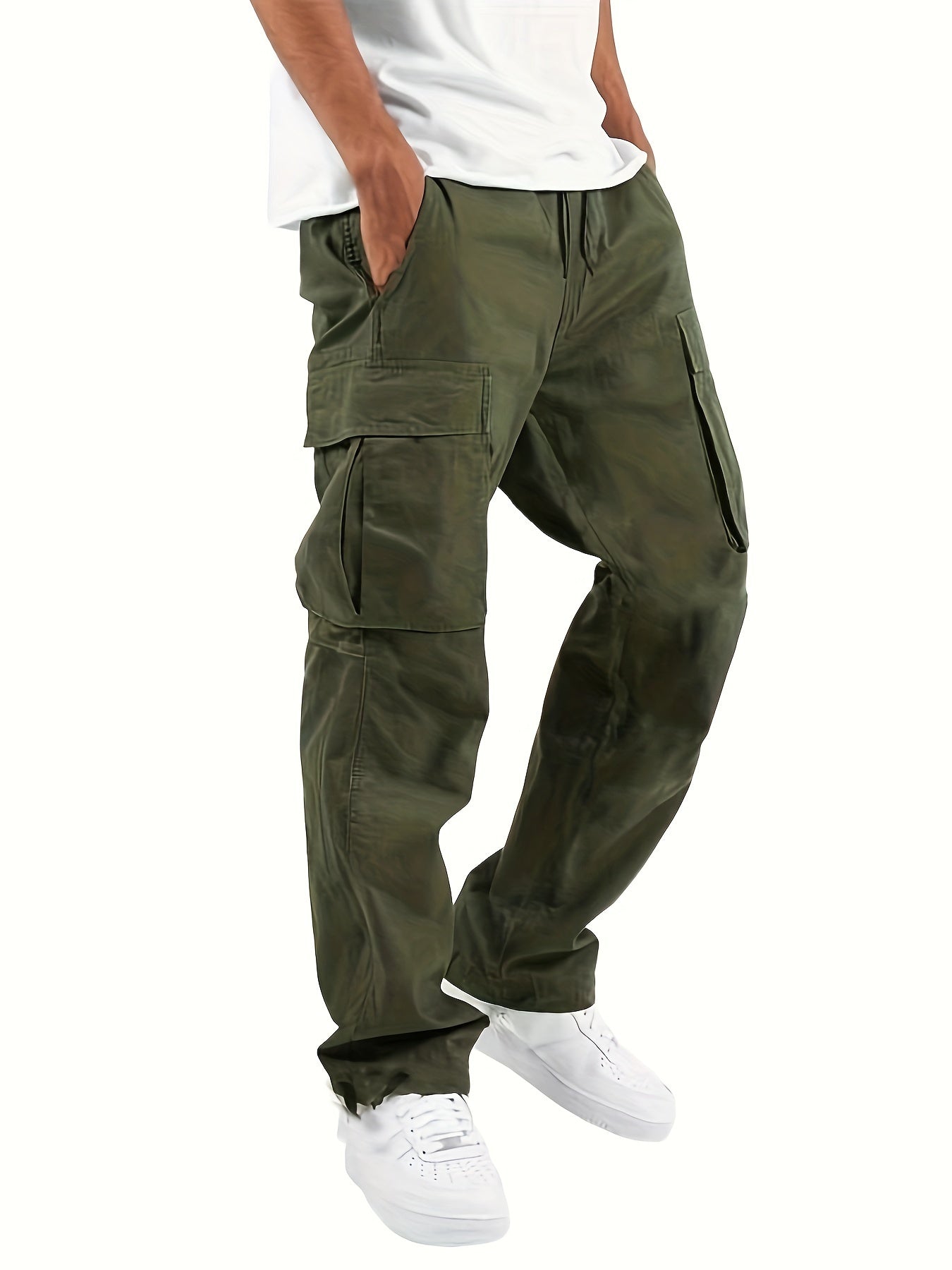 Cargo Pants - Straight Leg - Loose Fit - Men's Cargo Trousers - Men's Pants-Chaps of London-Army Green-S-Chaps of London