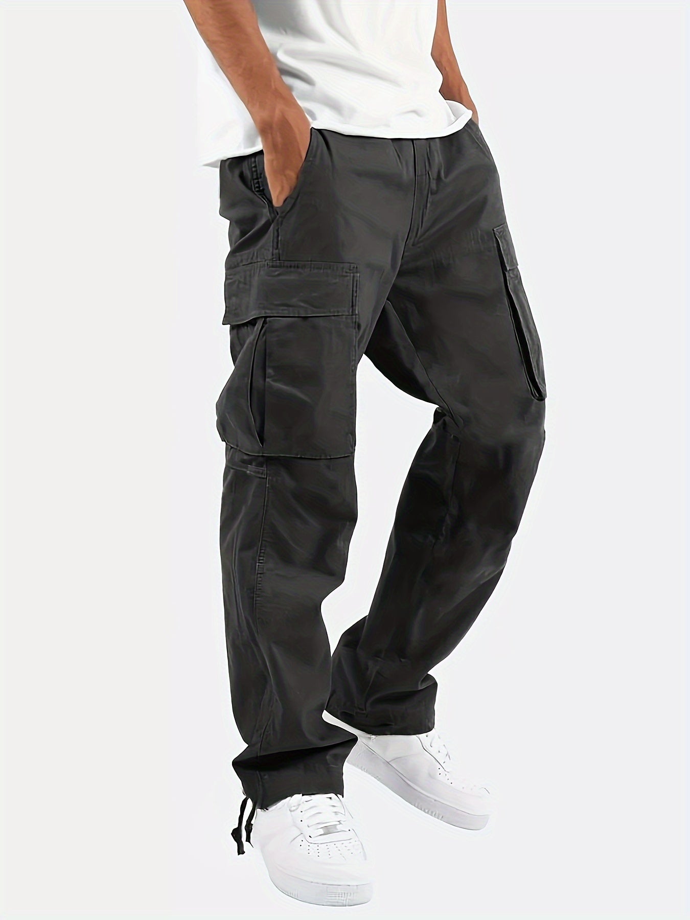 Cargo Pants - Straight Leg - Loose Fit - Men's Cargo Trousers - Men's Pants-Chaps of London-Black-S-Chaps of London
