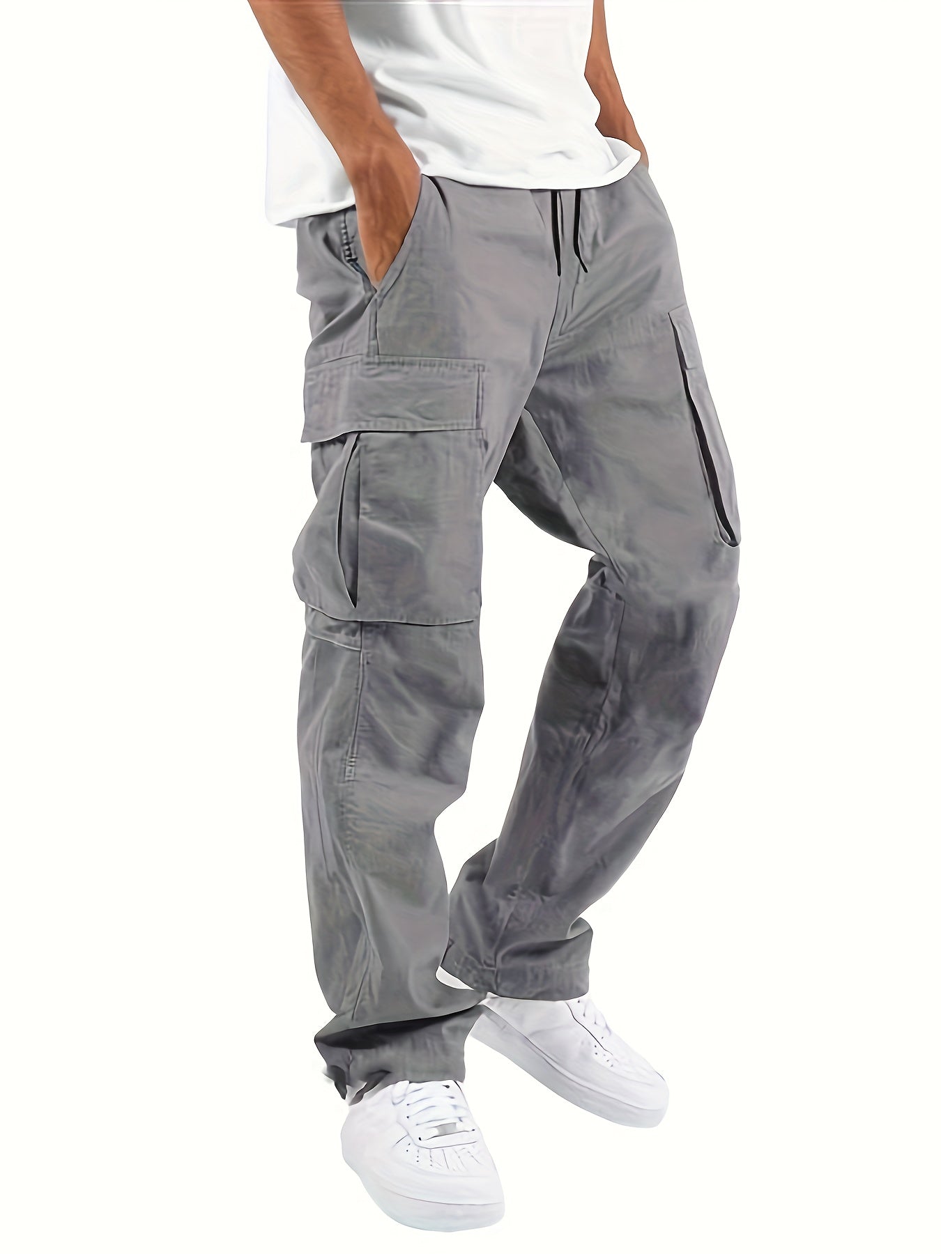Cargo Pants - Straight Leg - Loose Fit - Men's Cargo Trousers - Men's Pants-Chaps of London-Light Grey-S-Chaps of London
