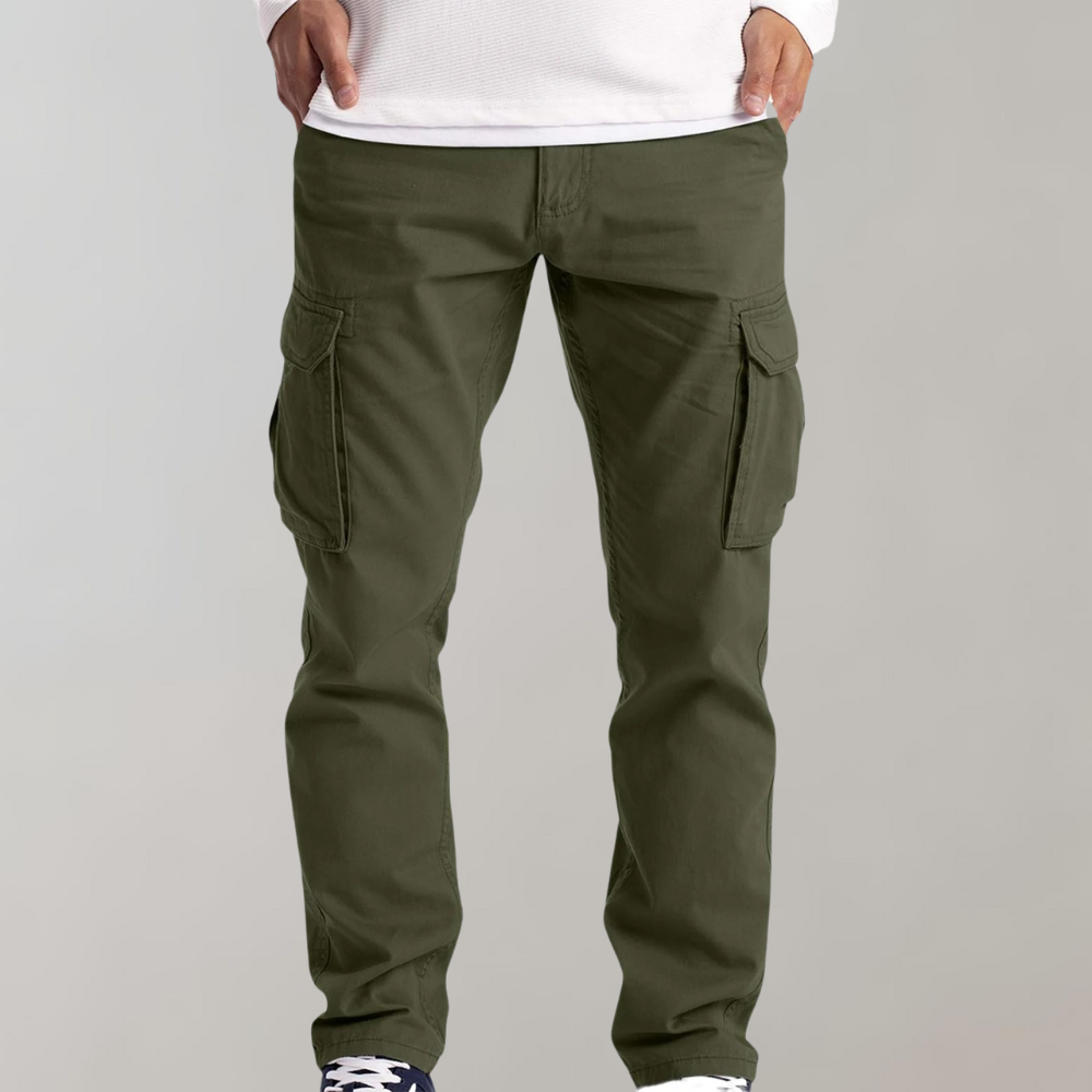 Cargo Pants | Straight Leg | Pockets | Leisure Pants | Men's Trousers -Chaps of London-Army Green-S-Chaps of London