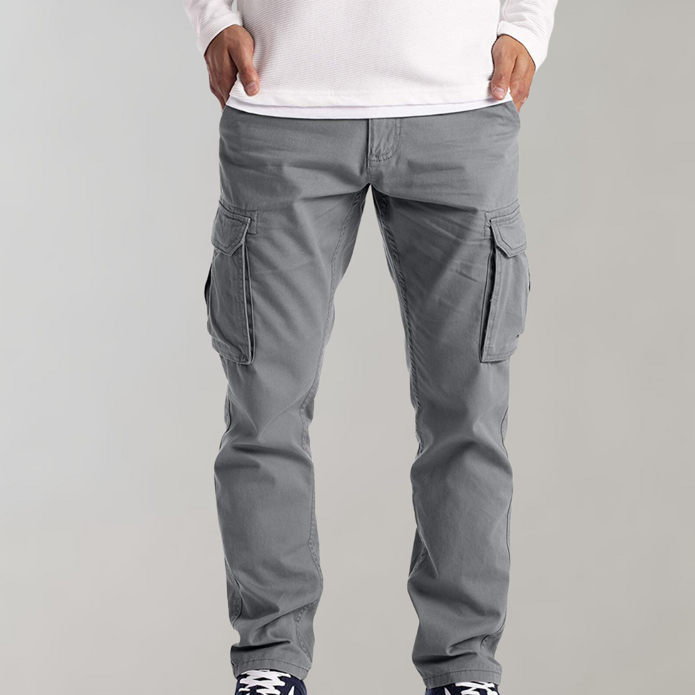 Cargo Pants | Straight Leg | Pockets | Leisure Pants | Men's Trousers -Chaps of London-Light Gray-S-Chaps of London
