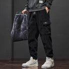 Cargo Pants - Velvet - Loose Fit - Cargo Joggers - Men's Pants-Chaps of London-Black-S-Chaps of London