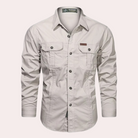 Cargo Shirt - Casual - Button-Up - Long Sleeve Shirt - Men's Shirt-Fashion Men Shirt Utility All-year-Chaps of London-Beige-M-Chaps of London