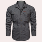 Cargo Shirt - Casual - Button-Up - Long Sleeve Shirt - Men's Shirt-Fashion Men Shirt Utility All-year-Chaps of London-Gray-M-Chaps of London