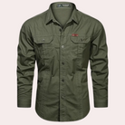 Cargo Shirt - Casual - Button-Up - Long Sleeve Shirt - Men's Shirt-Fashion Men Shirt Utility All-year-Chaps of London-Green-M-Chaps of London