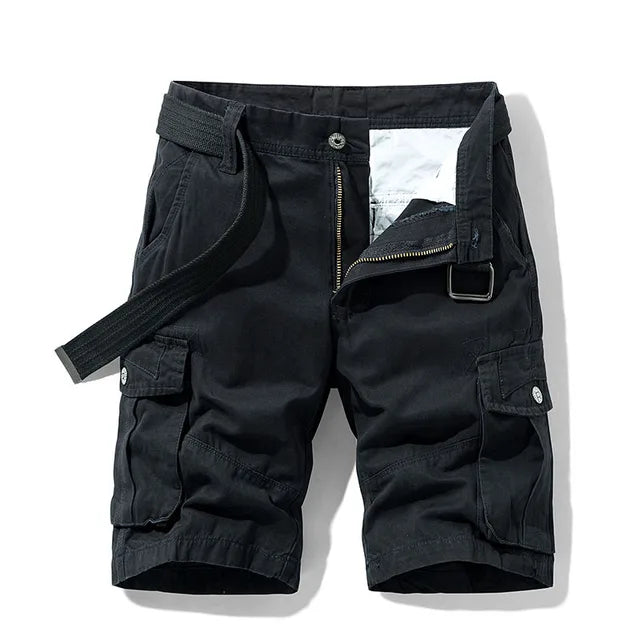 Cargo Short - Men's Casual Long Cargo Shorts with Pockets-Chaps of London-Black-30-Chaps of London