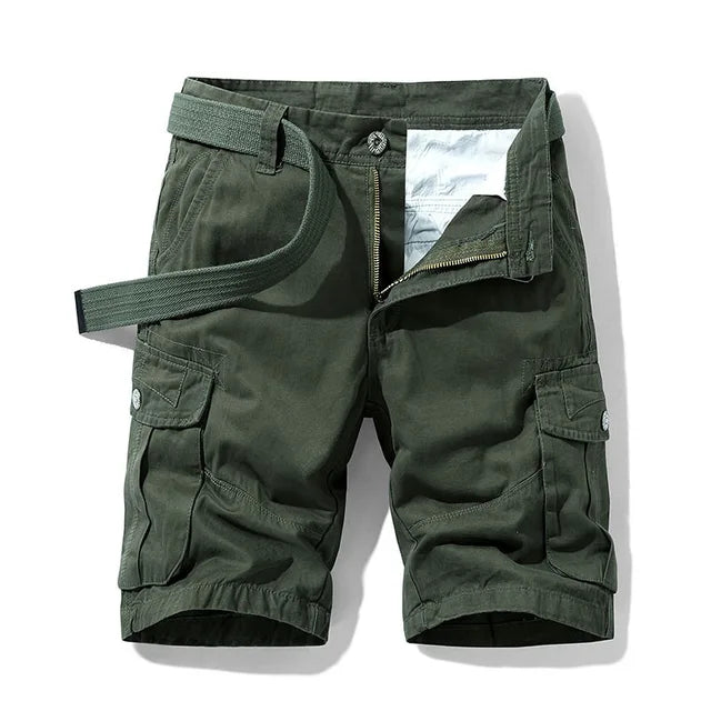 Cargo Short - Men's Casual Long Cargo Shorts with Pockets-Chaps of London-Green-30-Chaps of London