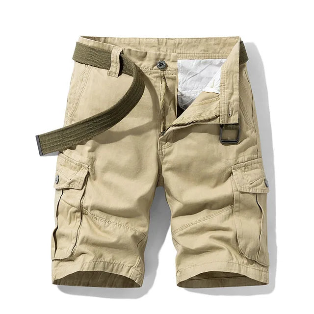 Cargo Short - Men's Casual Long Cargo Shorts with Pockets-Chaps of London-Khaki-30-Chaps of London