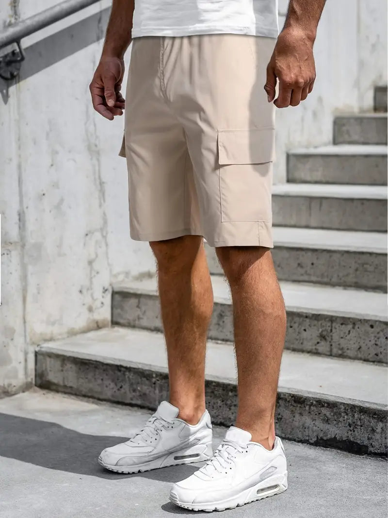 Cargo Shorts | Beige | Loose Fit | Long Shorts | Men's Shorts-Chaps of London-Beige-S-Chaps of London