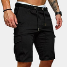 Cargo Shorts - Drawstring - Long - Summer Short - Men's Shorts-Chaps of London-Black-M-Chaps of London