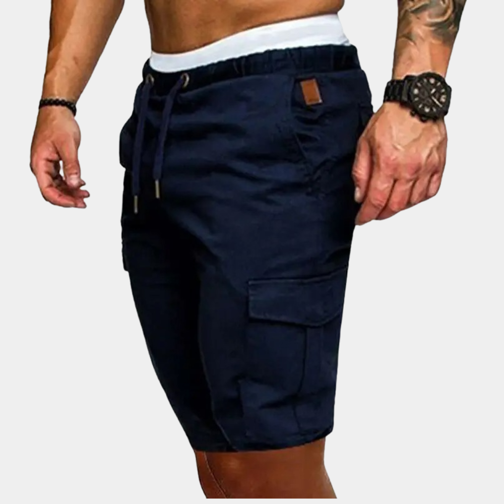Cargo Shorts - Drawstring - Long - Summer Short - Men's Shorts-Chaps of London-Blue-M-Chaps of London