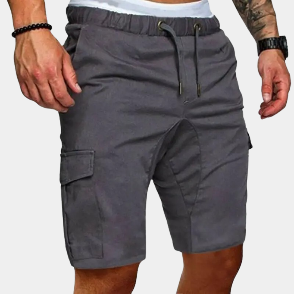 Cargo Shorts - Drawstring - Long - Summer Short - Men's Shorts-Chaps of London-Gray-M-Chaps of London