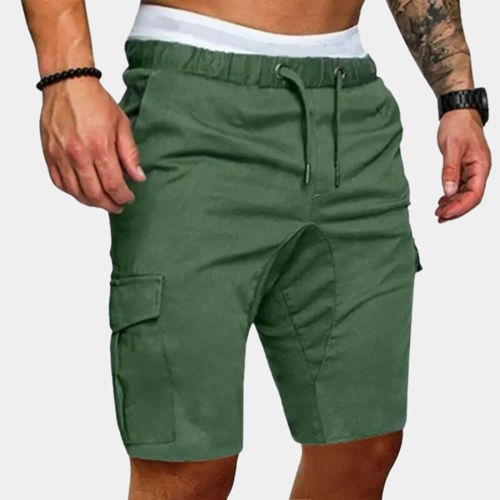 Cargo Shorts - Drawstring - Long - Summer Short - Men's Shorts-Chaps of London-Green-M-Chaps of London