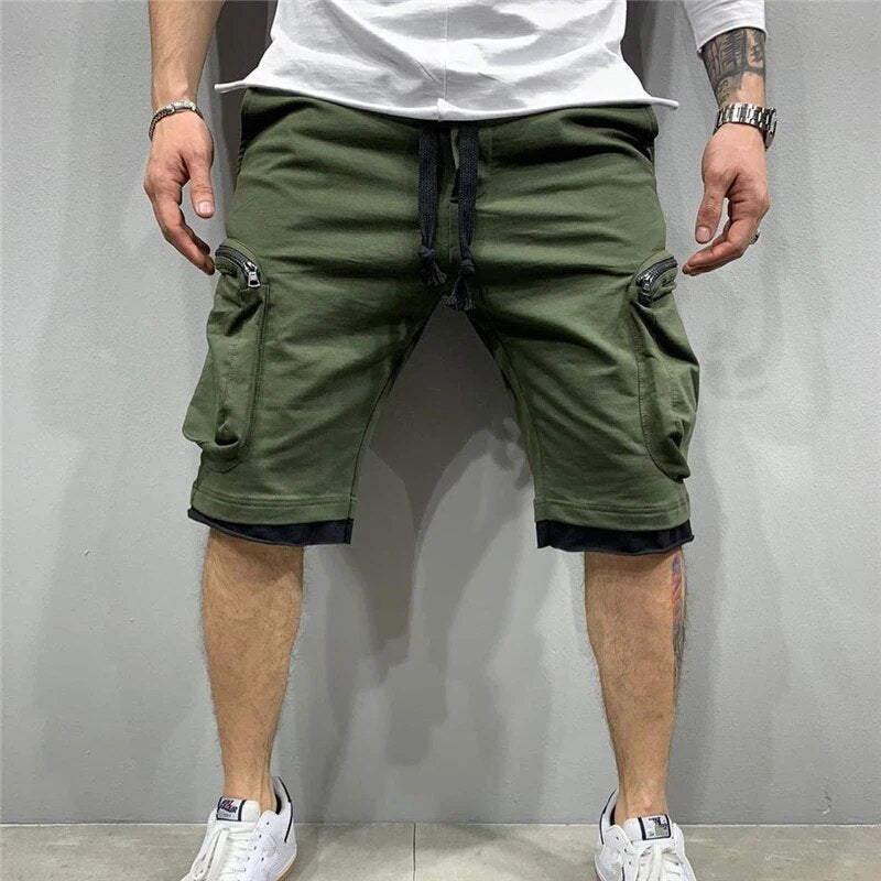 Cargo Shorts - Drawstring - Loose Fit - Cargo Sweatshorts - Men's Clothing-Chaps of London-Green-M-Chaps of London