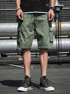 Cargo Shorts | Drawstring | Loose Fit | Long Shorts | Men's Shorts-Chaps of London-Army Green-XS-Chaps of London
