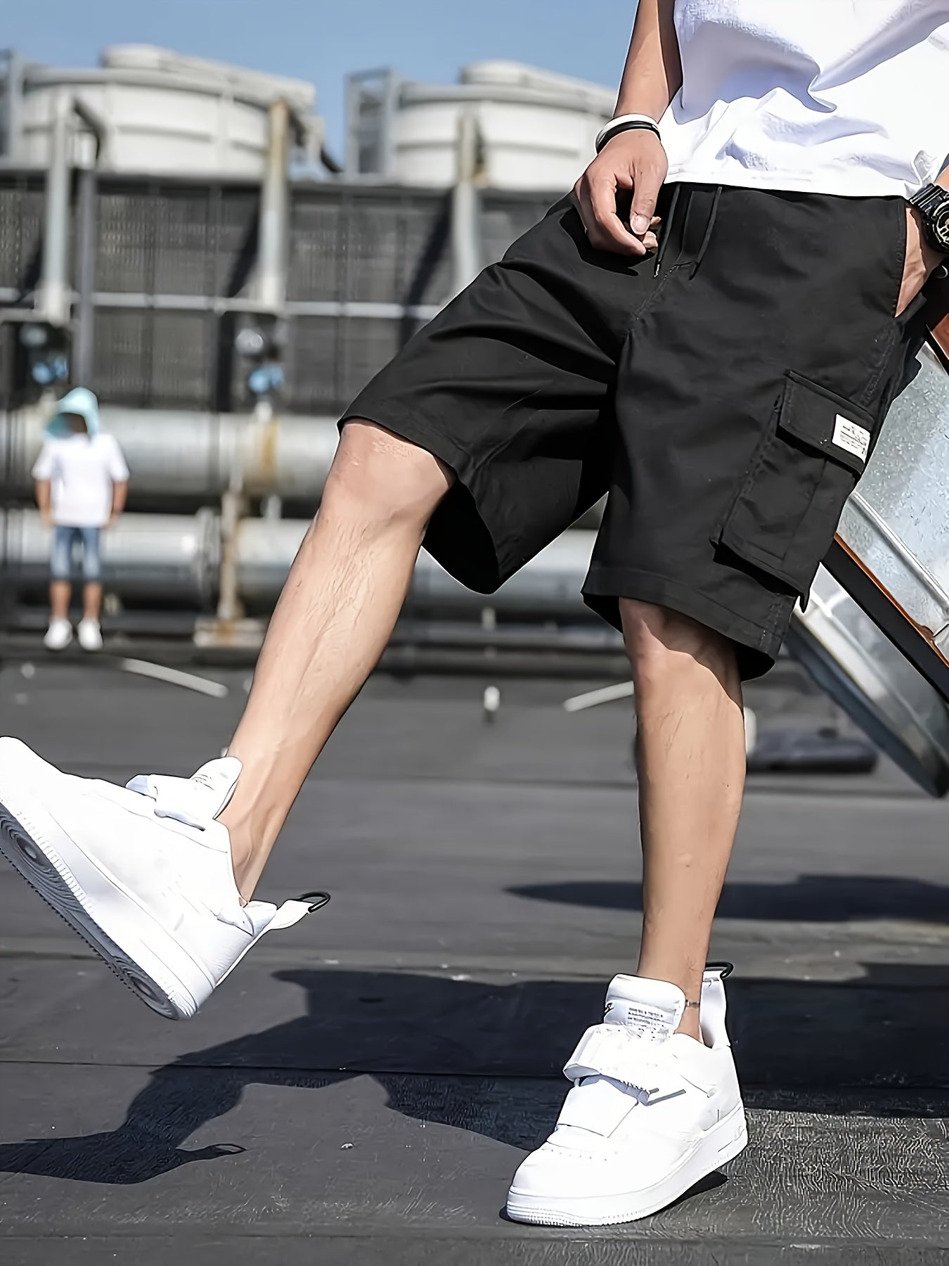 Cargo Shorts | Drawstring | Loose Fit | Long Shorts | Men's Shorts-Chaps of London-Black-XS-Chaps of London