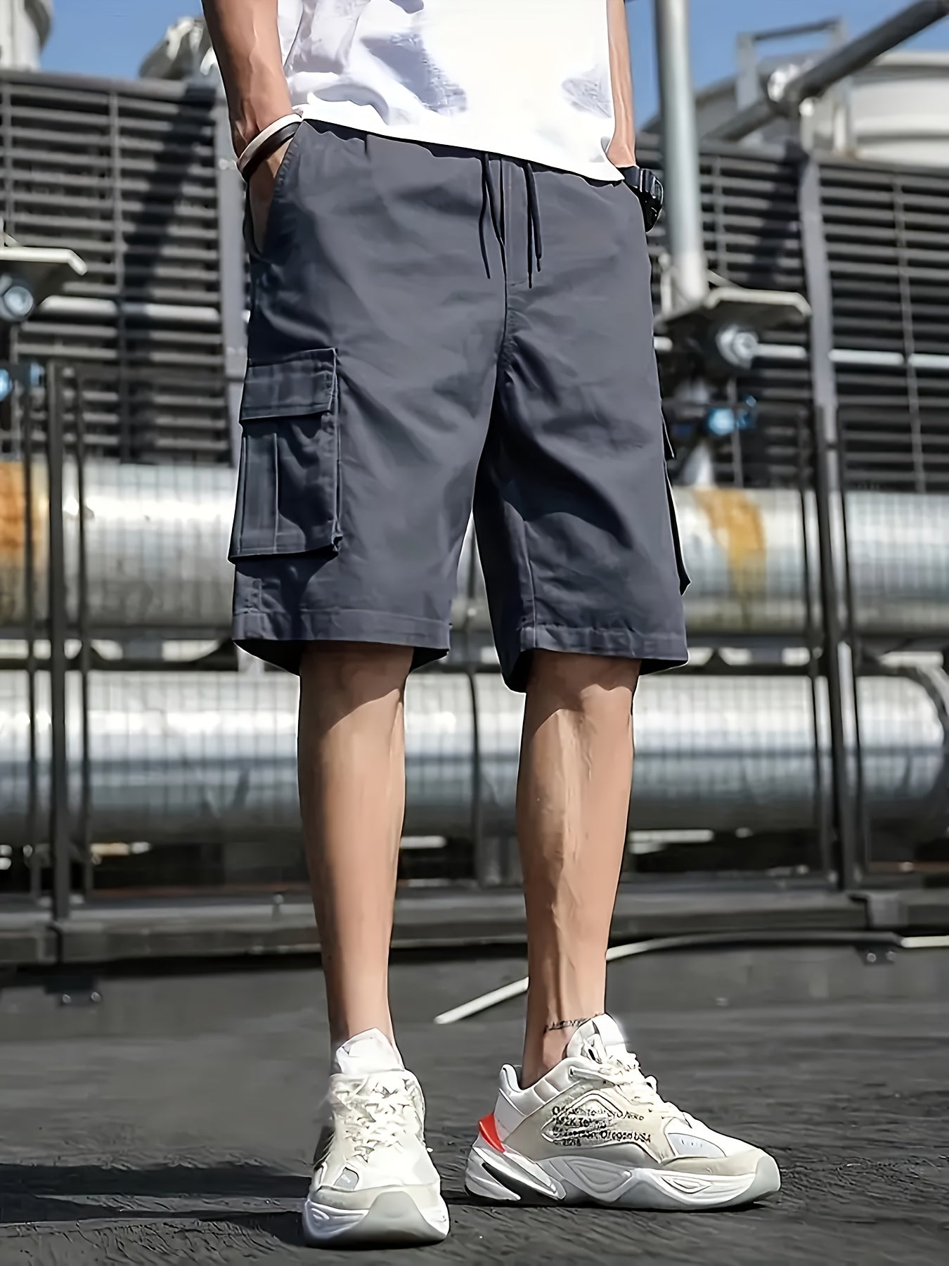Cargo Shorts | Drawstring | Loose Fit | Long Shorts | Men's Shorts-Chaps of London-Grey-XS-Chaps of London