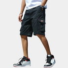 Cargo Shorts - Drawstring - Loose Fit - Men's Shorts-Chaps of London-Black-M-Chaps of London