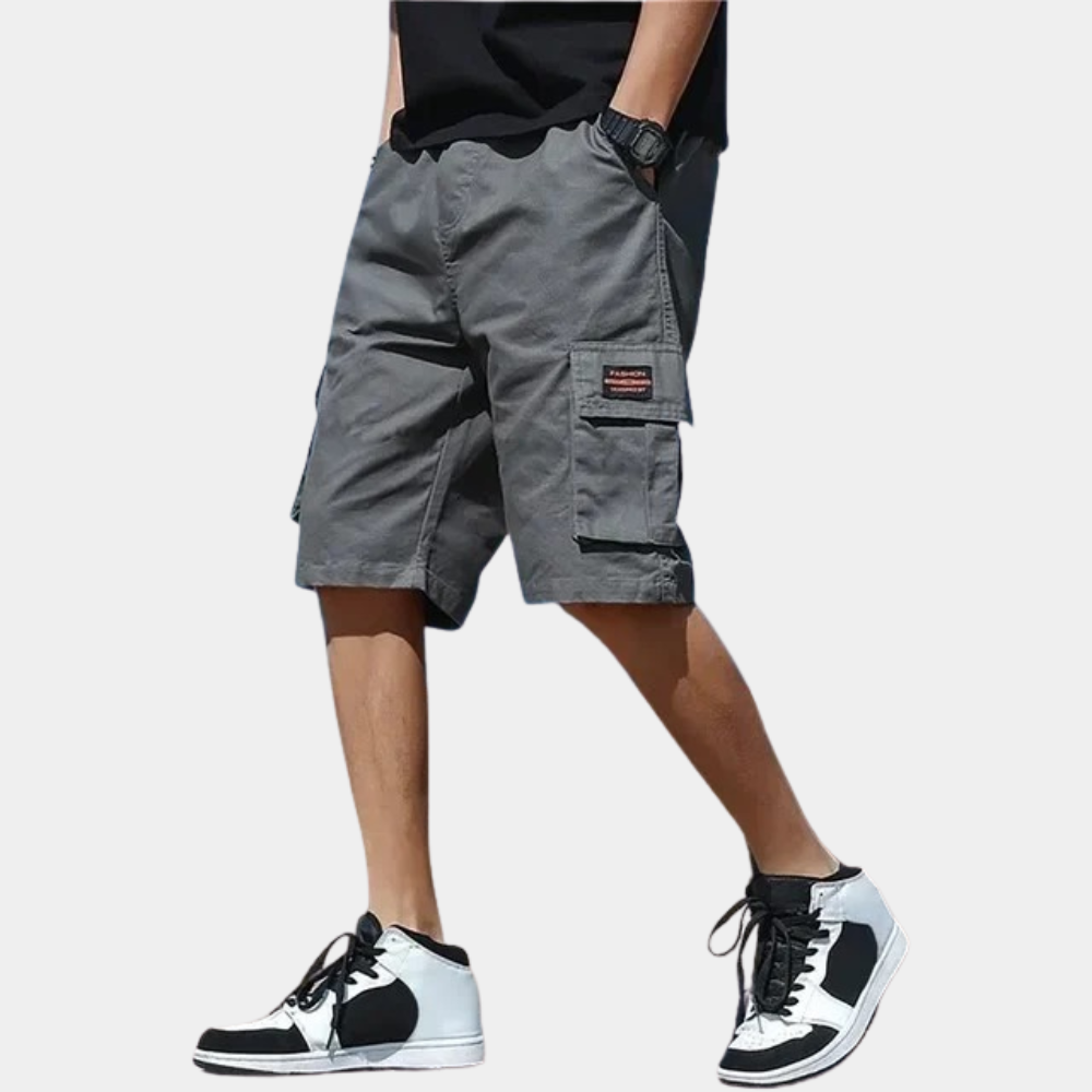Cargo Shorts - Drawstring - Loose Fit - Men's Shorts-Chaps of London-Grey-M-Chaps of London