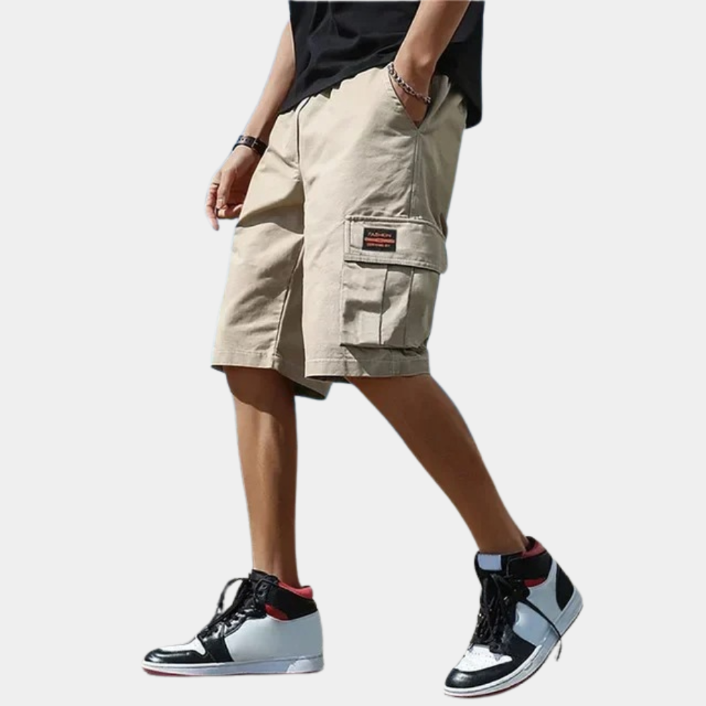 Cargo Shorts - Drawstring - Loose Fit - Men's Shorts-Chaps of London-Khaki-M-Chaps of London