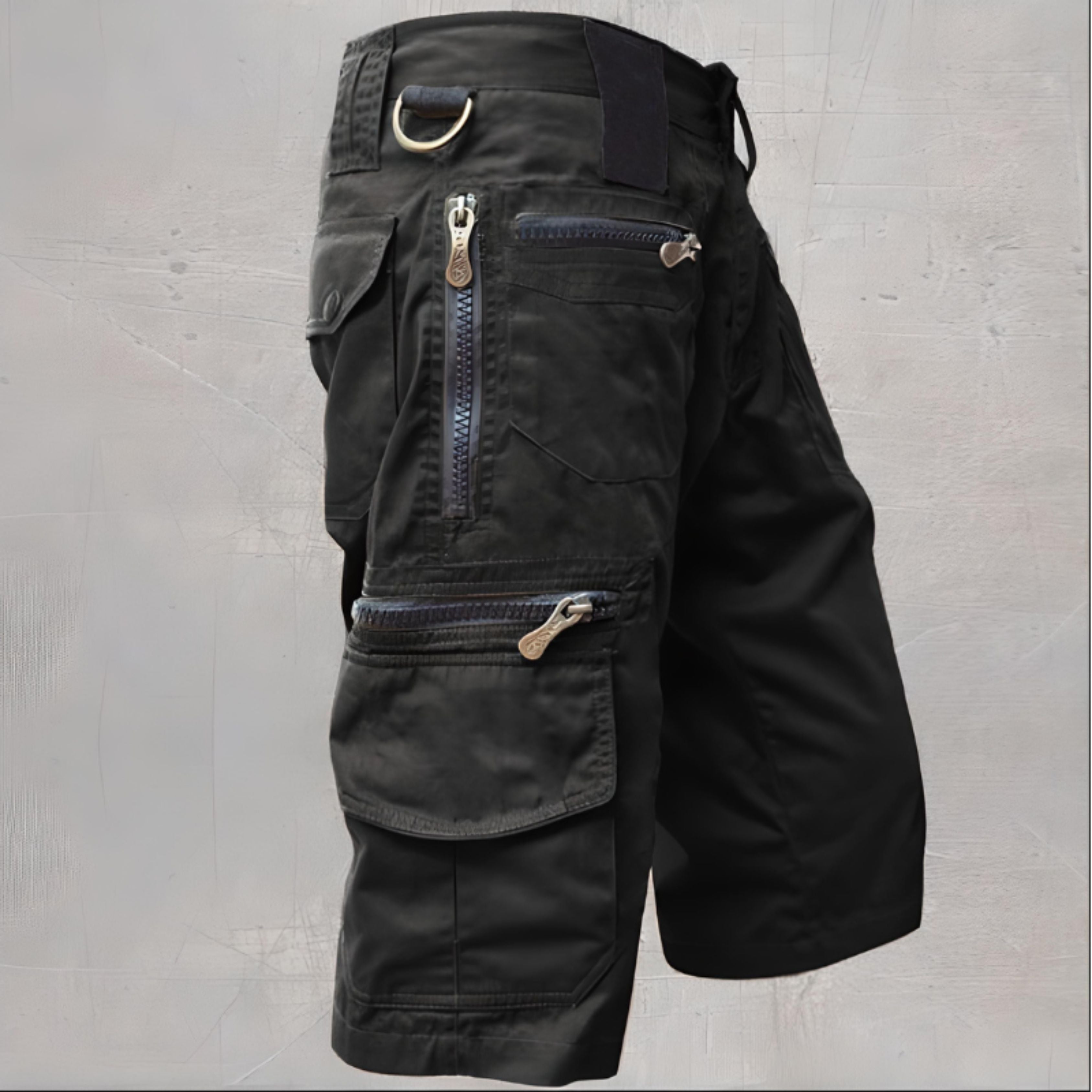 Cargo Shorts | Leisure | Pockets | Long Shorts | Men's Capri Pants-Men's Capri Pants-Chaps of London-Black-M-Chaps of London