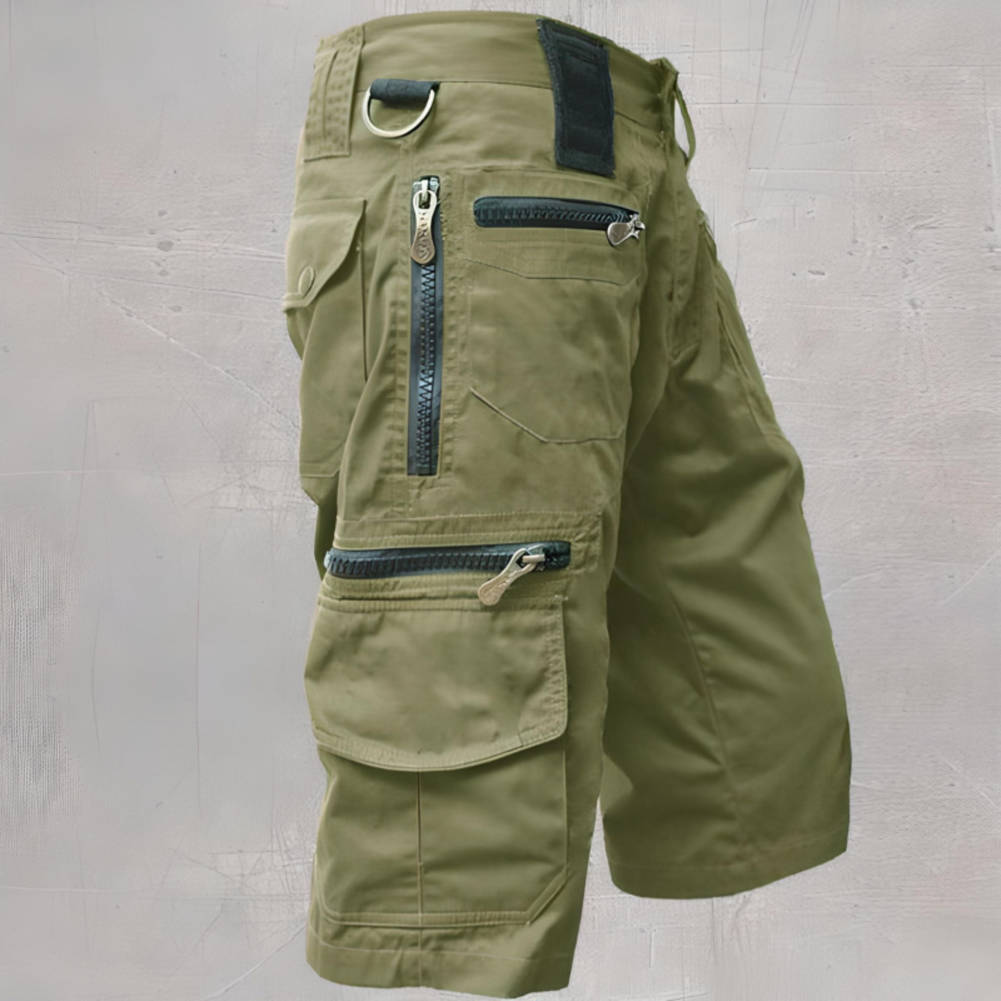 Cargo Shorts | Leisure | Pockets | Long Shorts | Men's Capri Pants-Men's Capri Pants-Chaps of London-Green-M-Chaps of London