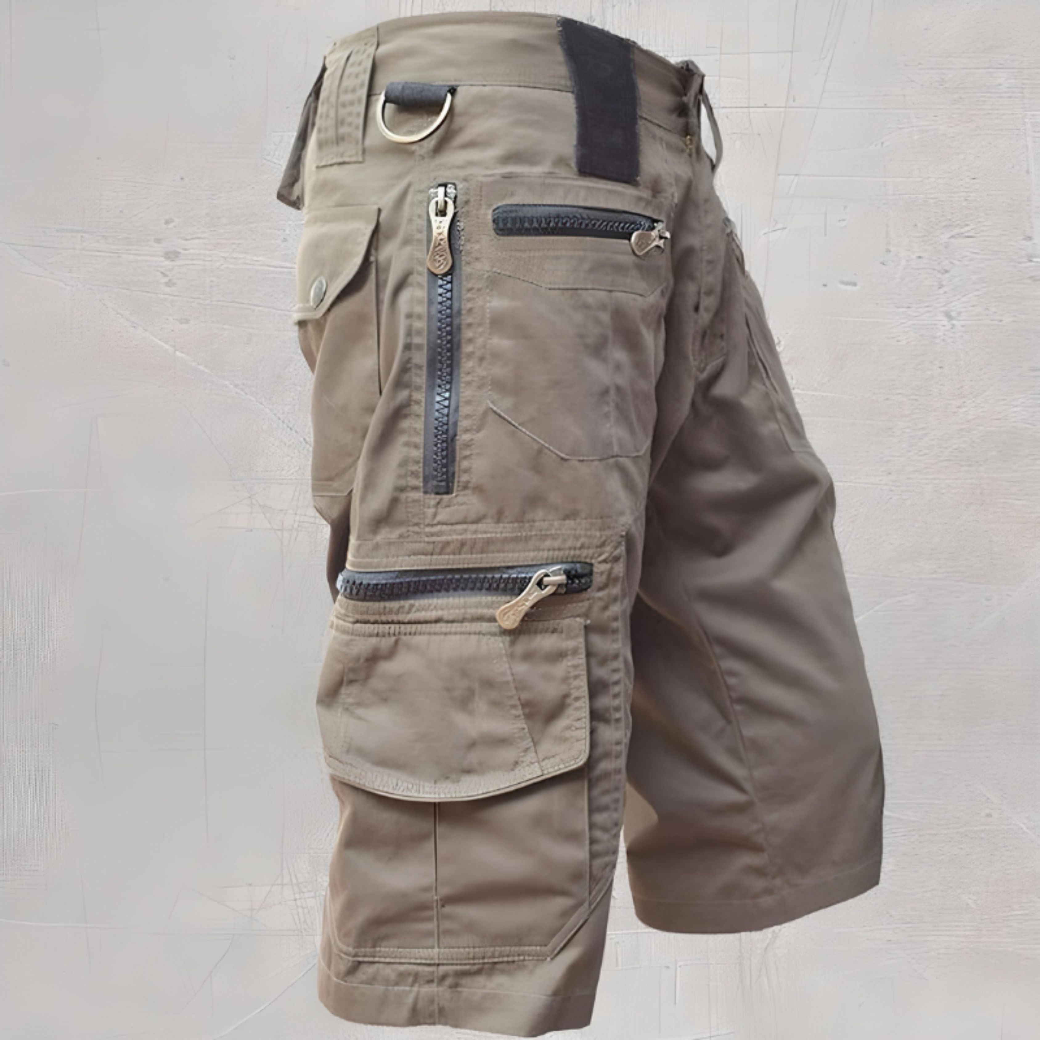 Cargo Shorts | Leisure | Pockets | Long Shorts | Men's Capri Pants-Men's Capri Pants-Chaps of London-Khaki-M-Chaps of London