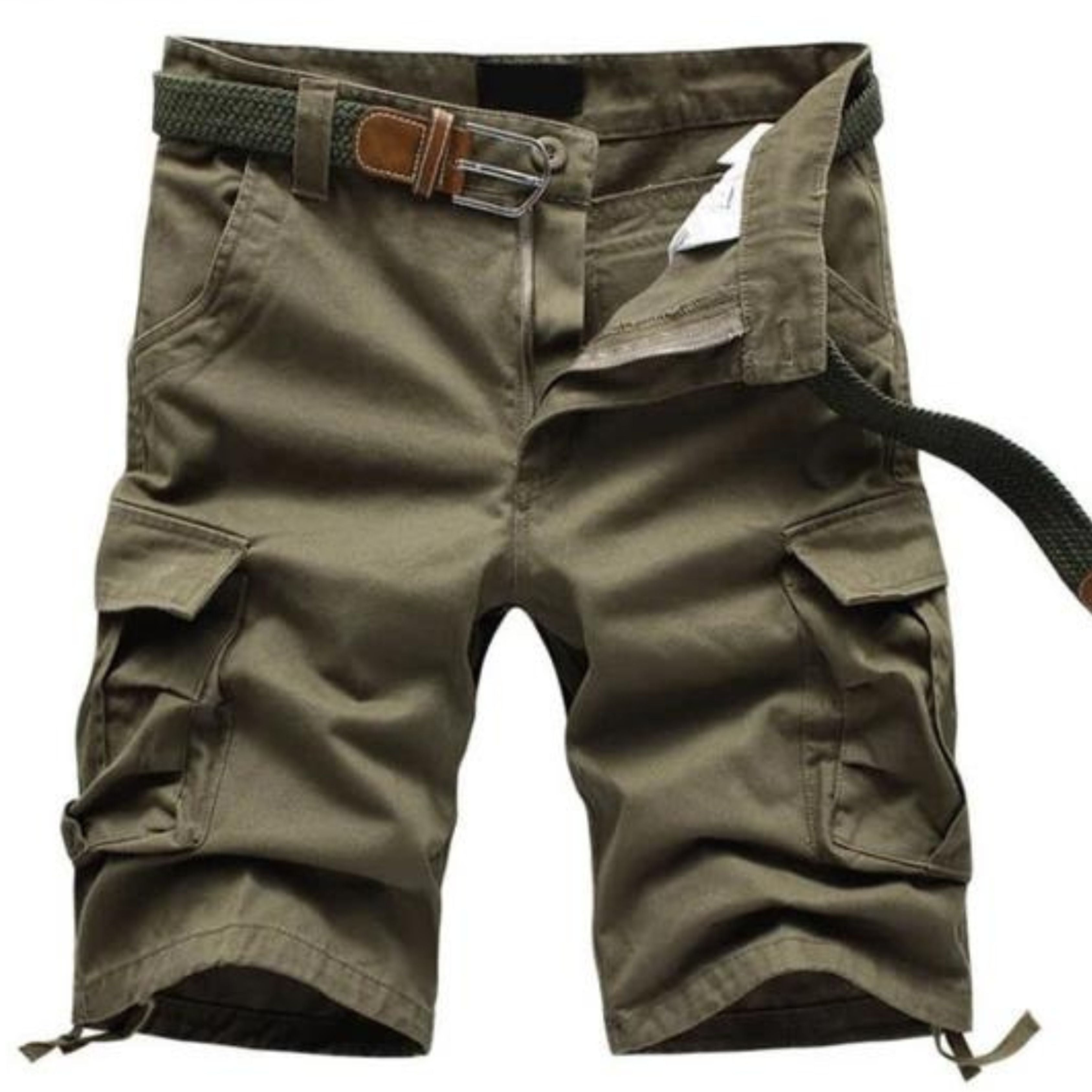 Cargo Shorts - Men's Tactical Long Leisure Shorts with Belt-Men's Tactical Shorts-Chaps of London-Army Green-S-Chaps of London