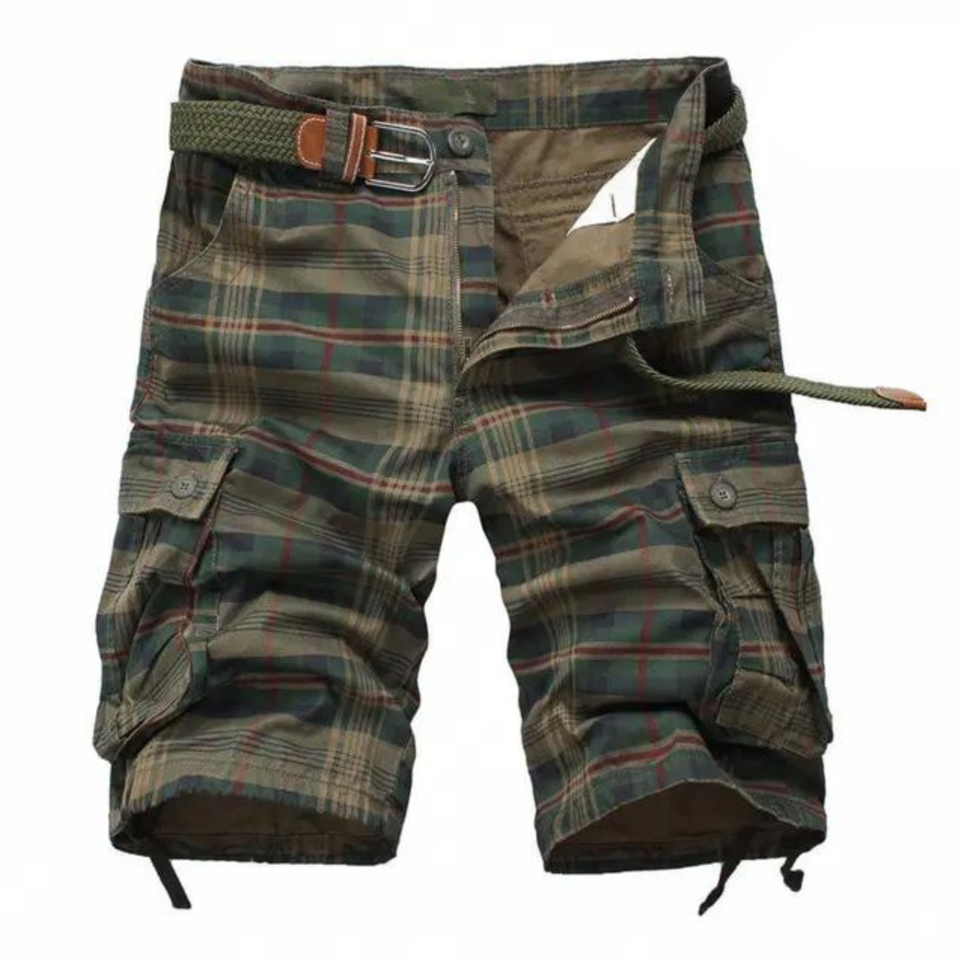 Cargo Shorts - Men's Tactical Long Leisure Shorts with Belt-Men's Tactical Shorts-Chaps of London-Green-S-Chaps of London