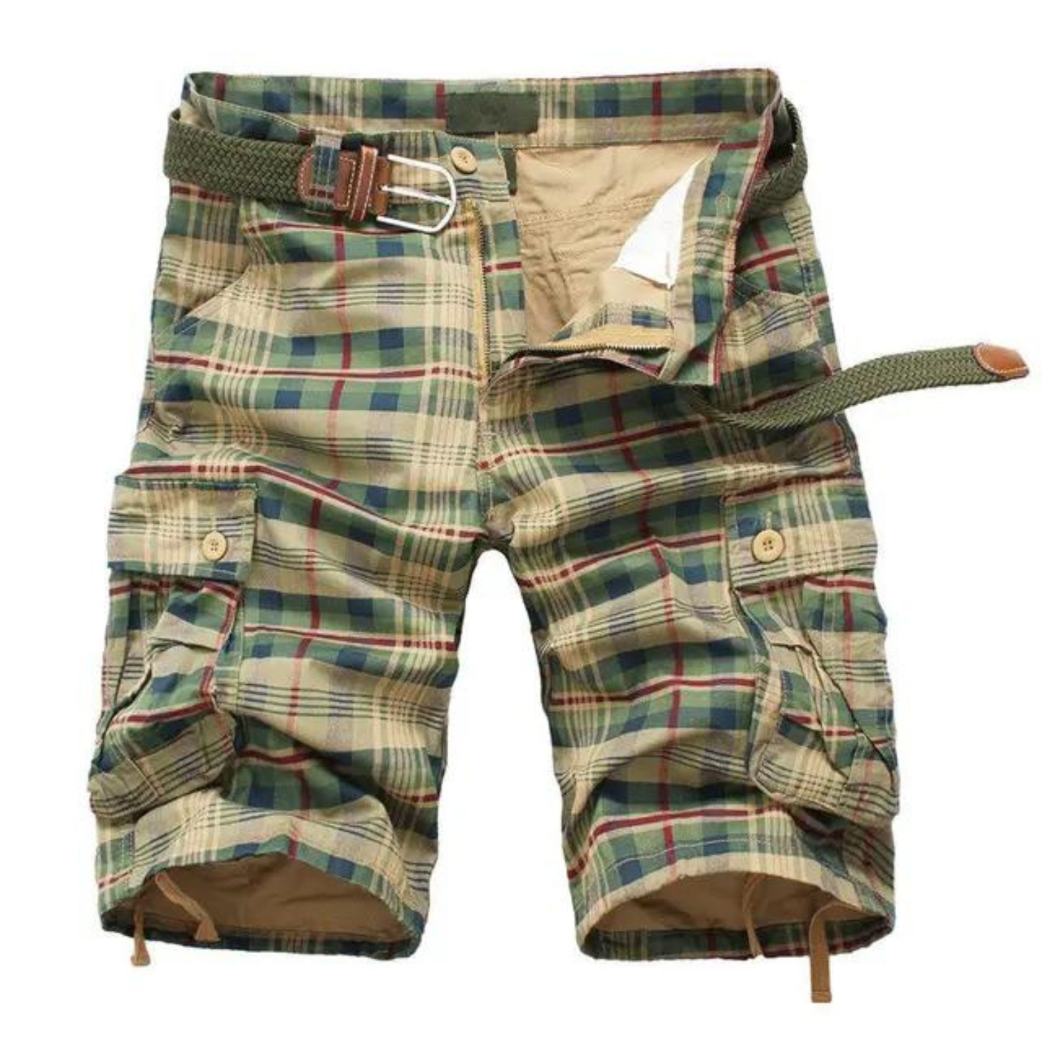 Cargo Shorts - Men's Tactical Long Leisure Shorts with Belt-Men's Tactical Shorts-Chaps of London-Khaki-S-Chaps of London